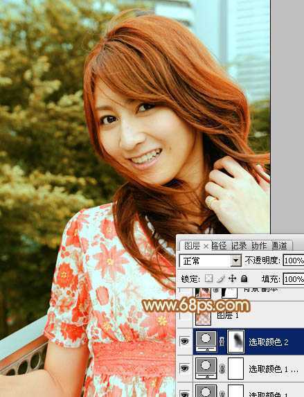 ‘Photoshop为外景人物图片增加上流行的韩系红褐色效果‘