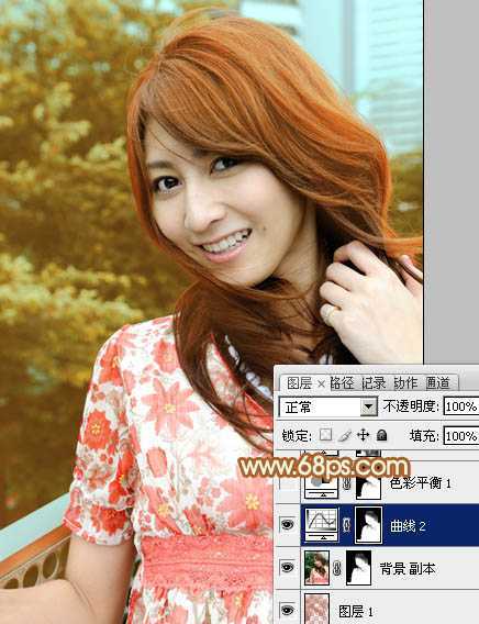 ‘Photoshop为外景人物图片增加上流行的韩系红褐色效果‘