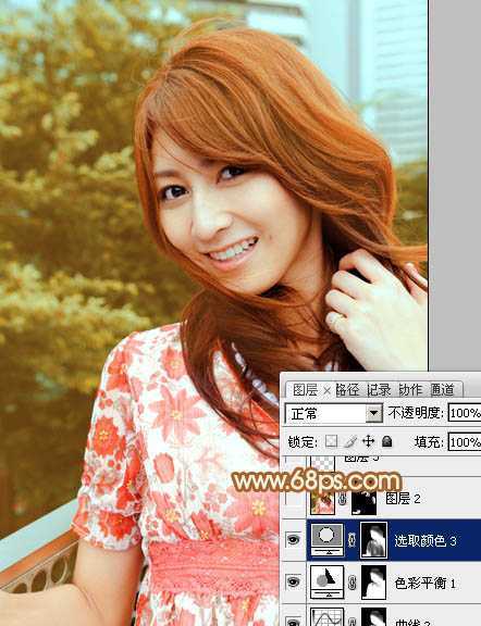 ‘Photoshop为外景人物图片增加上流行的韩系红褐色效果‘