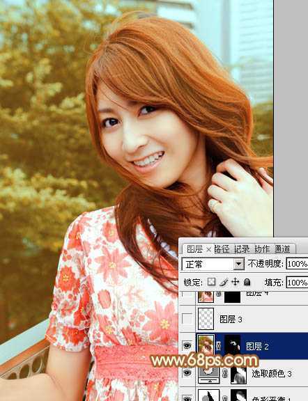 ‘Photoshop为外景人物图片增加上流行的韩系红褐色效果‘