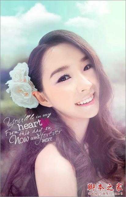 ‘Photoshop为偏暗的外景美女图片增加清爽甜美的青紫色‘