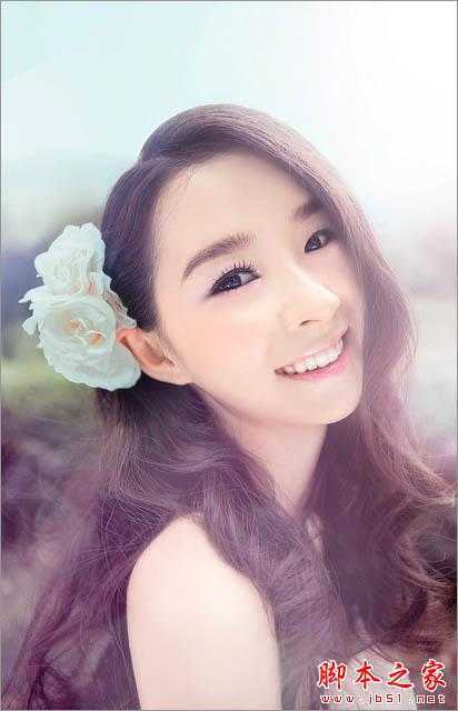 ‘Photoshop为偏暗的外景美女图片增加清爽甜美的青紫色‘