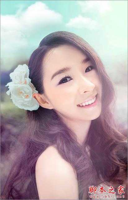 ‘Photoshop为偏暗的外景美女图片增加清爽甜美的青紫色‘