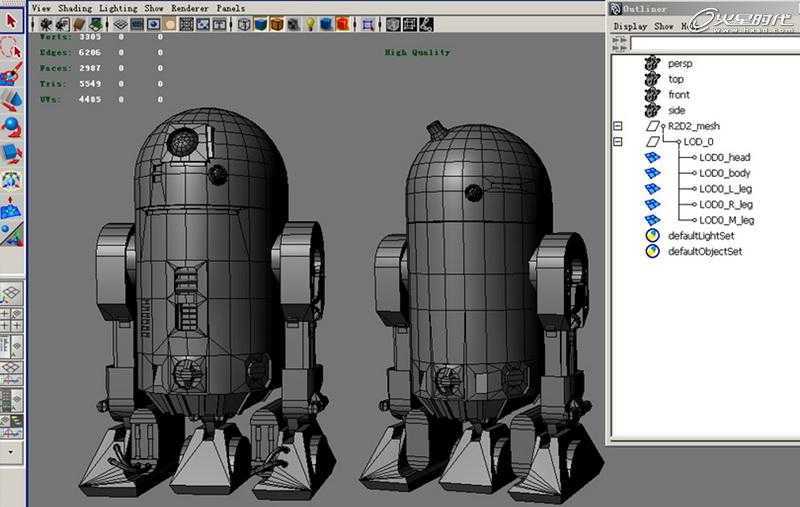 MAYA制作《星球大战》中的机器人R2D2 脚本之家 MAYA建模教程