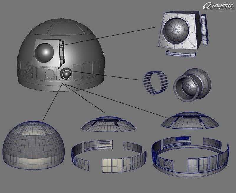 MAYA制作《星球大战》中的机器人R2D2 脚本之家 MAYA建模教程
