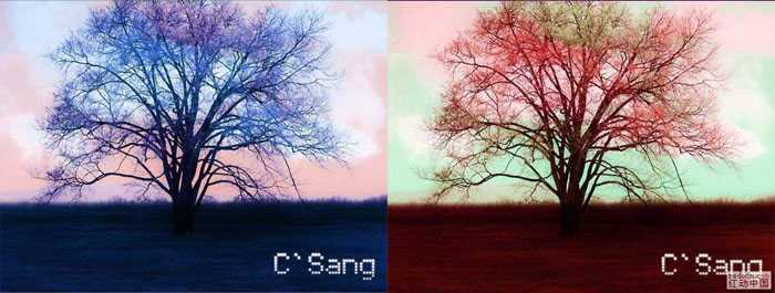 ‘Photoshop调出古树图片梦幻的潮流色‘