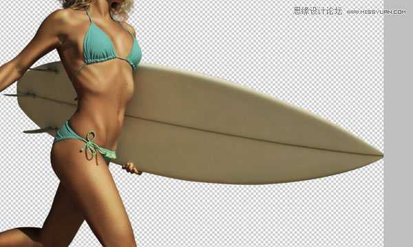 ‘Photoshop合成从水花中冲出抱着滑板的海边美女‘