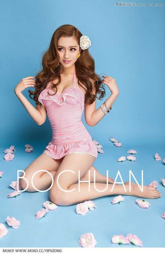 ‘Photoshop结合SAI将美女照片转成唯美手绘效果‘