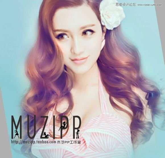 ‘Photoshop结合SAI将美女照片转成唯美手绘效果‘