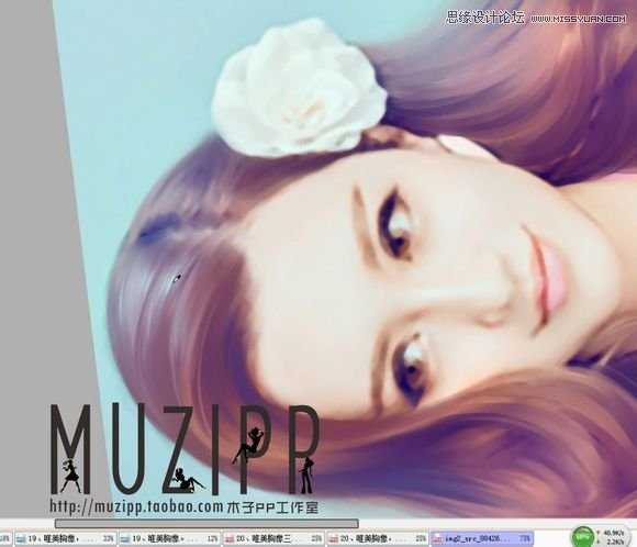 ‘Photoshop结合SAI将美女照片转成唯美手绘效果‘