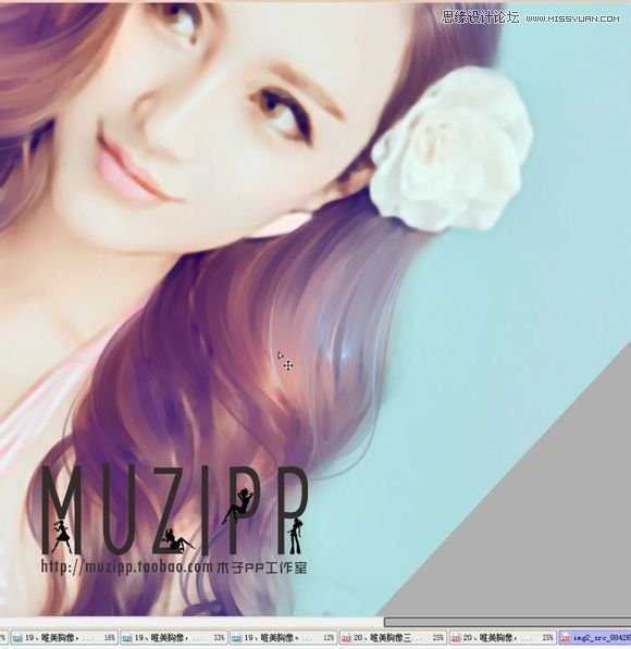 ‘Photoshop结合SAI将美女照片转成唯美手绘效果‘