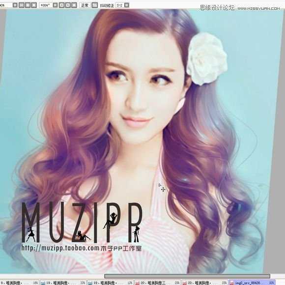 ‘Photoshop结合SAI将美女照片转成唯美手绘效果‘