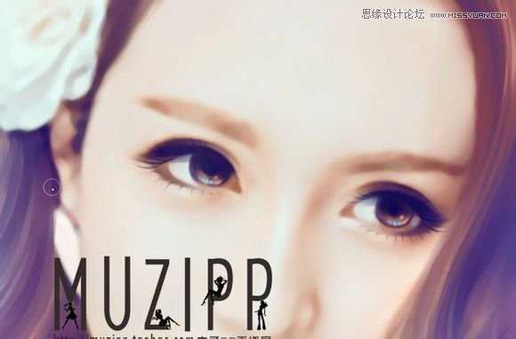 ‘Photoshop结合SAI将美女照片转成唯美手绘效果‘