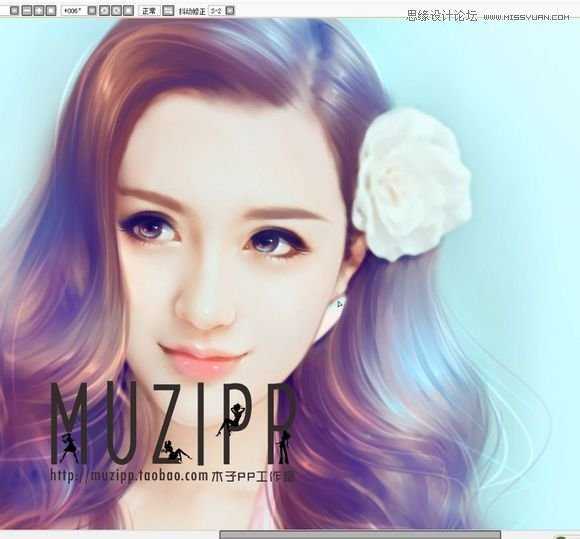 ‘Photoshop结合SAI将美女照片转成唯美手绘效果‘