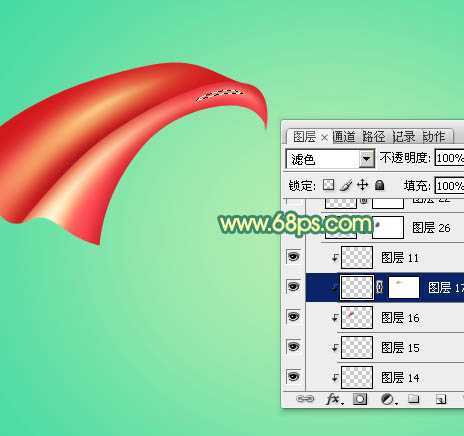 ‘Photoshop设计制作漂亮的妇女节红色飘带字‘