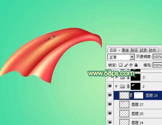 ‘Photoshop设计制作漂亮的妇女节红色飘带字‘
