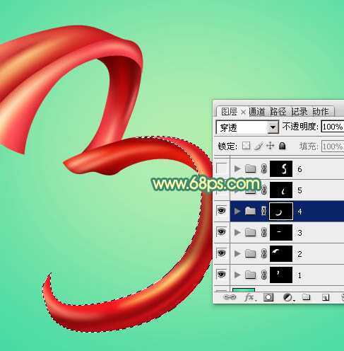 ‘Photoshop设计制作漂亮的妇女节红色飘带字‘