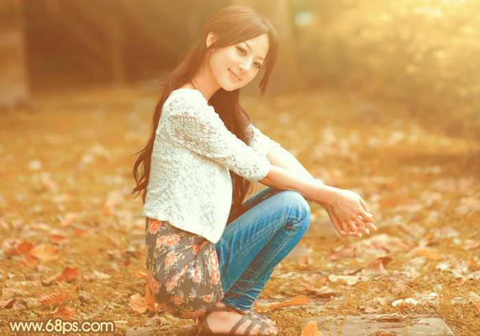 ‘Photoshop为外景人物图片打造出秋季柔美的橙色效果‘