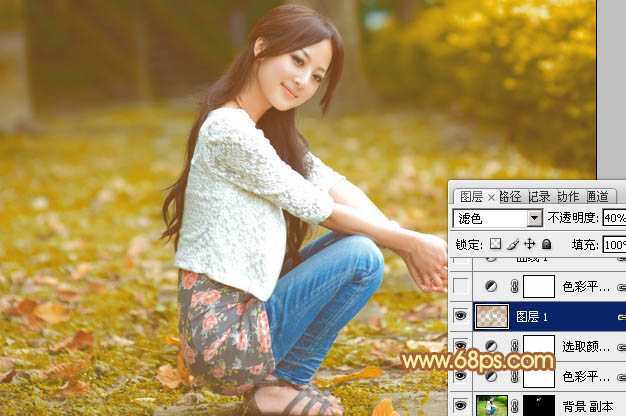 ‘Photoshop为外景人物图片打造出秋季柔美的橙色效果‘