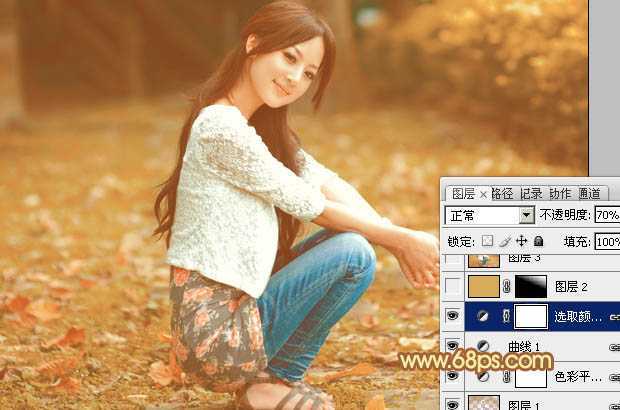 ‘Photoshop为外景人物图片打造出秋季柔美的橙色效果‘