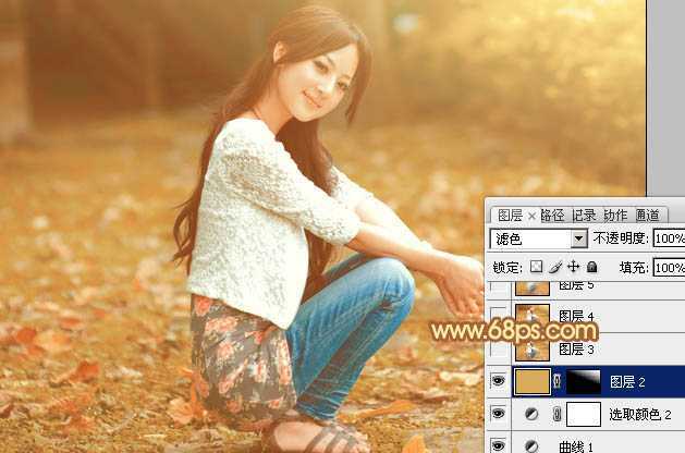 ‘Photoshop为外景人物图片打造出秋季柔美的橙色效果‘