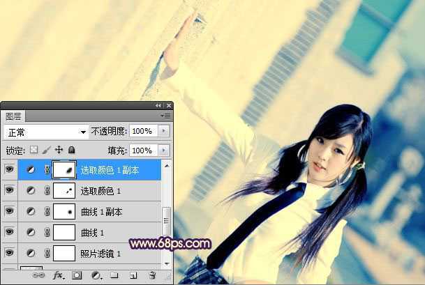 ‘Photoshop制作漂亮的蓝黄色非主流人物图片‘