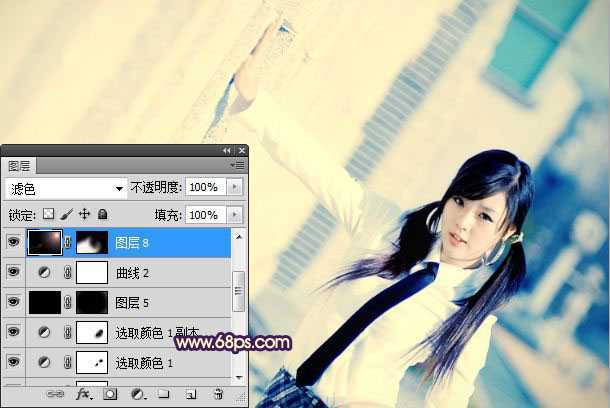 ‘Photoshop制作漂亮的蓝黄色非主流人物图片‘