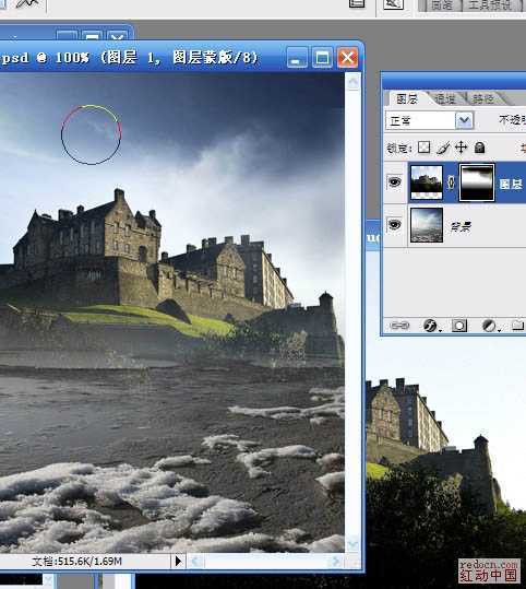 ‘Photoshop合成梦幻的青蓝色的城堡‘