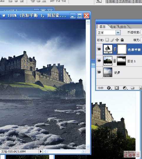 ‘Photoshop合成梦幻的青蓝色的城堡‘