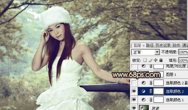 ‘Photoshop将外景婚片调制出柔和的灰调黄蓝色效果‘