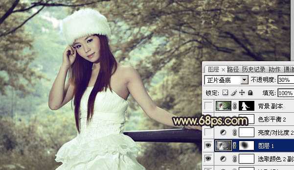 ‘Photoshop将外景婚片调制出柔和的灰调黄蓝色效果‘