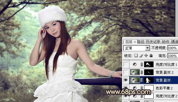 ‘Photoshop将外景婚片调制出柔和的灰调黄蓝色效果‘