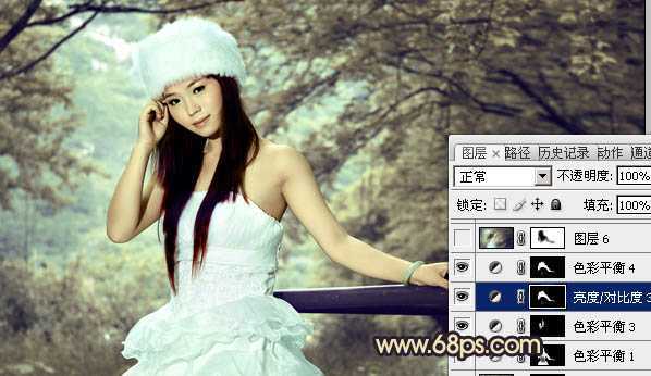 ‘Photoshop将外景婚片调制出柔和的灰调黄蓝色效果‘