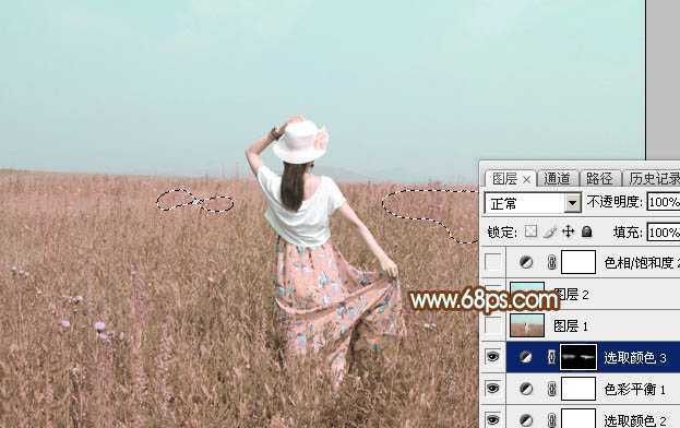 ‘Photoshop为草原人物图片打造出韩系淡粉色‘