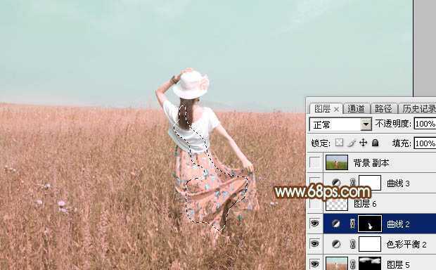 ‘Photoshop为草原人物图片打造出韩系淡粉色‘