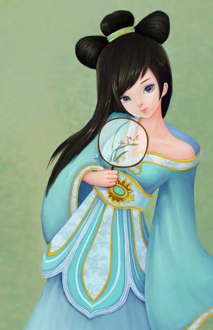 ‘photoshop鼠绘出古典风格清纯可爱的古装卡通小女孩‘