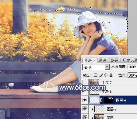 ‘Photoshop将秋季外景美女图片打造出清新的橙红色‘