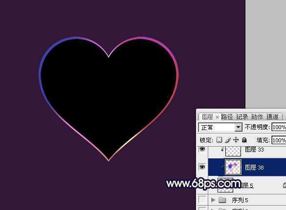 ‘Photoshop制作出漂亮的彩带立体感心形效果‘
