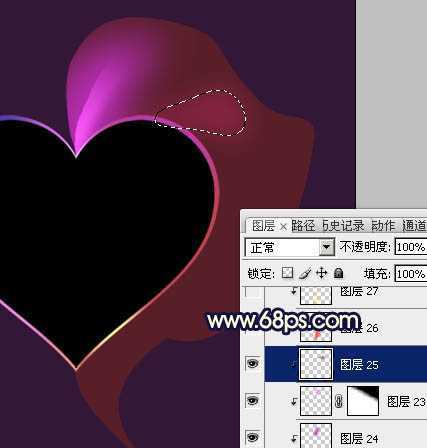 ‘Photoshop制作出漂亮的彩带立体感心形效果‘
