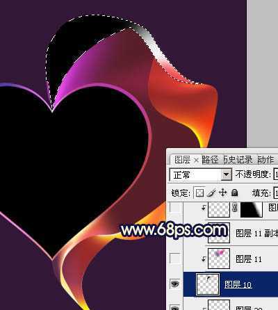 ‘Photoshop制作出漂亮的彩带立体感心形效果‘