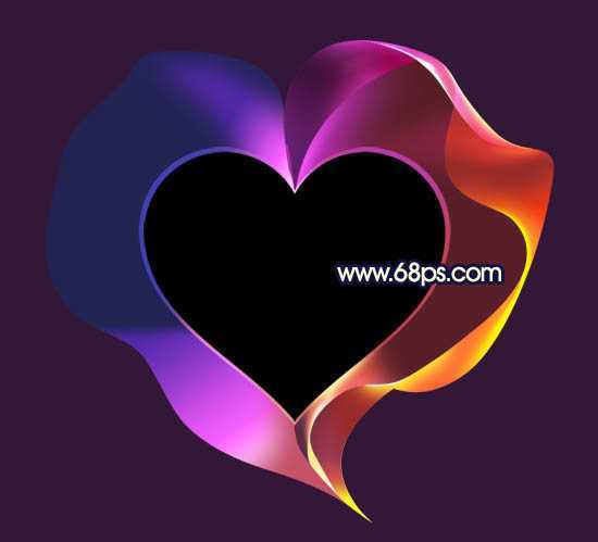‘Photoshop制作出漂亮的彩带立体感心形效果‘