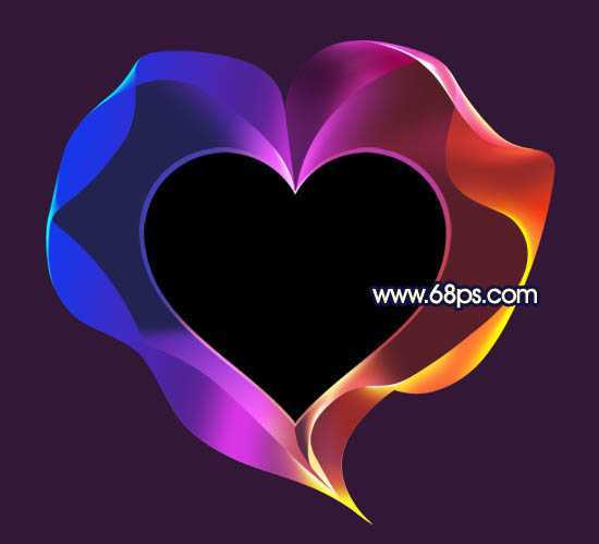 ‘Photoshop制作出漂亮的彩带立体感心形效果‘