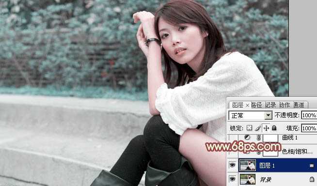 ‘Photoshop为外景美女图片调制出甜美的淡红色‘