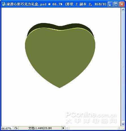 ‘Photoshop绘制精致墨绿色的金属质感心形礼盒‘
