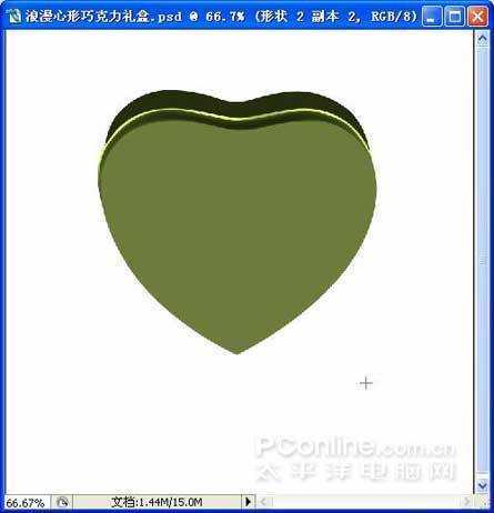‘Photoshop绘制精致墨绿色的金属质感心形礼盒‘