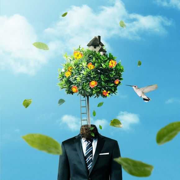 ‘PS教你打造超现实主义作品：长在身上的树‘