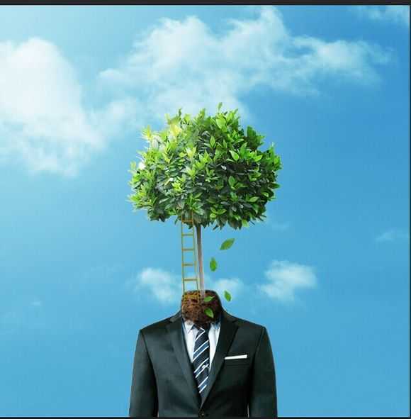 ‘PS教你打造超现实主义作品：长在身上的树‘