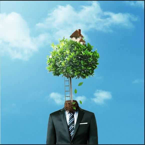 ‘PS教你打造超现实主义作品：长在身上的树‘