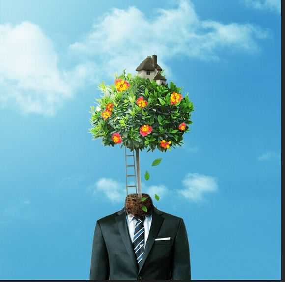 ‘PS教你打造超现实主义作品：长在身上的树‘