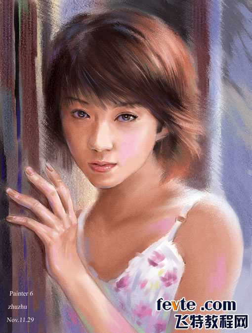 painter绘制粉彩效果女孩 脚本之家 painter教程